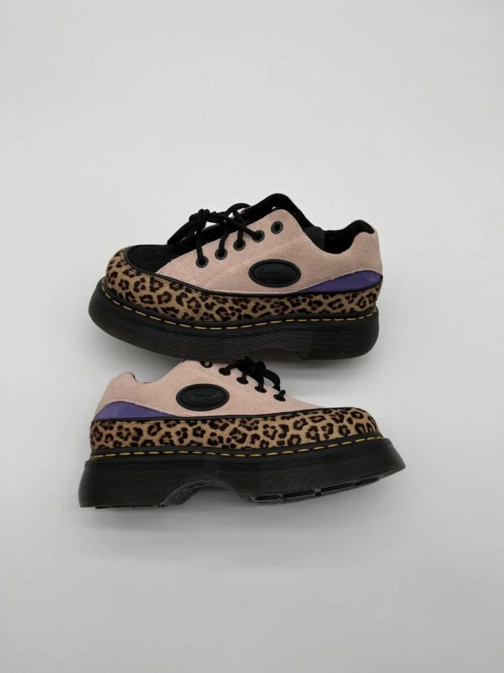 New Dr. Martens Buzz 5I Shoes Women's Size 8 Pink Leopard Platform Sneakers